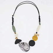SYLCA Dusk and Dawn Marble Necklace - BP24N31 - BLACK
