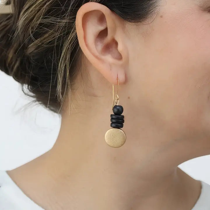 SYLCA Gold and Black Dusk Earrings - SD25E27 - GOLD