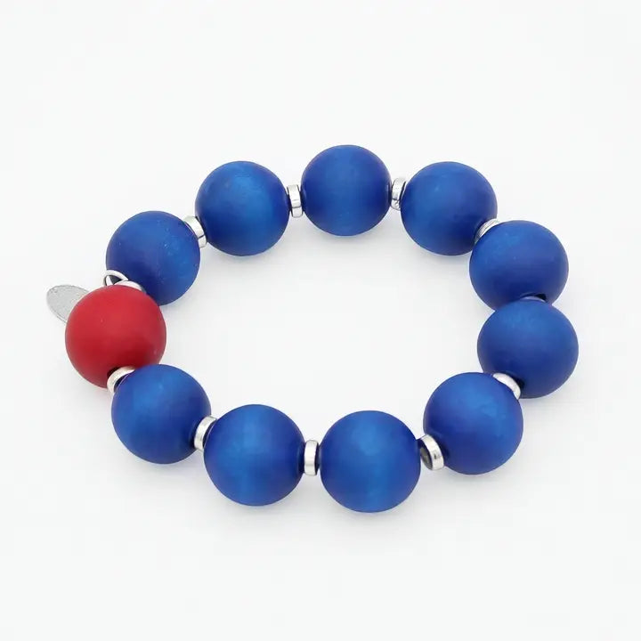 SYLCA Patriot Pop Wood Statement Bracelet - SD26B02 - BLUE