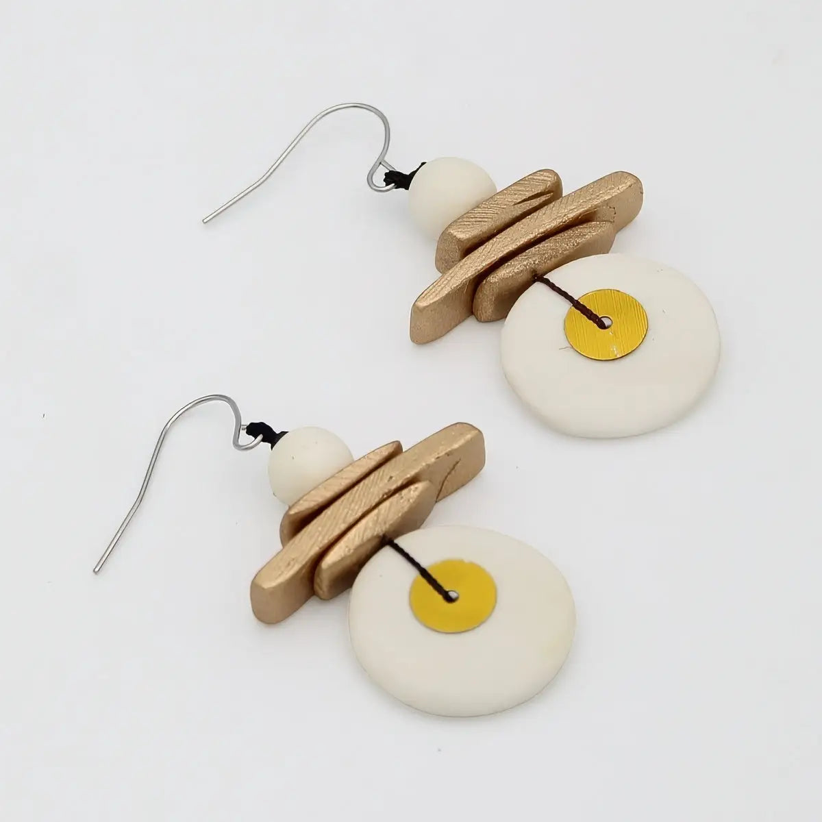 SYLCA Assuta White and Gold Drop Earrings