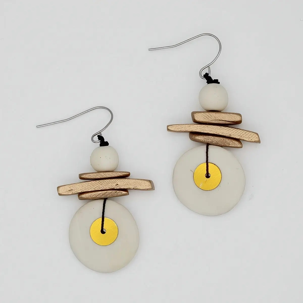 SYLCA Assuta White and Gold Drop Earrings