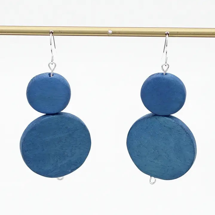 SYLCA Blue Double Bead Sarah Earrings - SD18E65 - BLUE