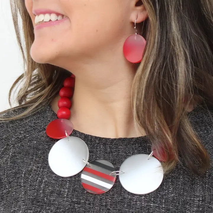 SYLCA Red Mirage Statement Necklace - SD26N13 - RED