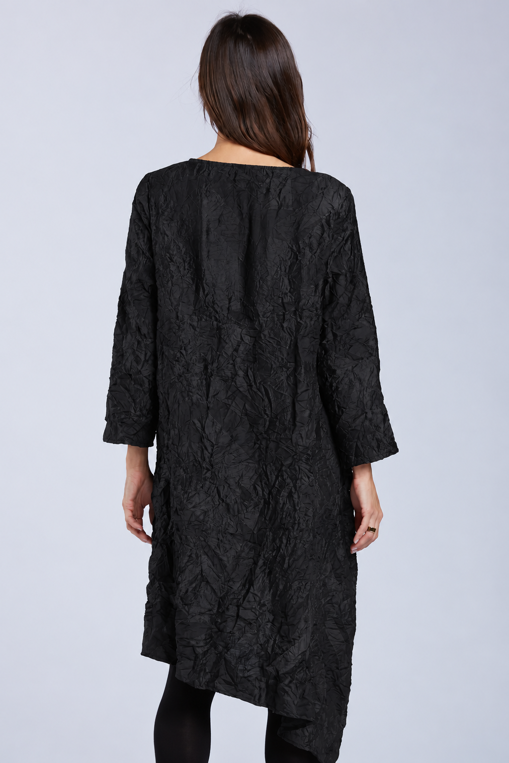 Sydney Project Ashley Long Sleeve Round Neck Asymmetric Abstract Long Top - CJT1024 - BLACK