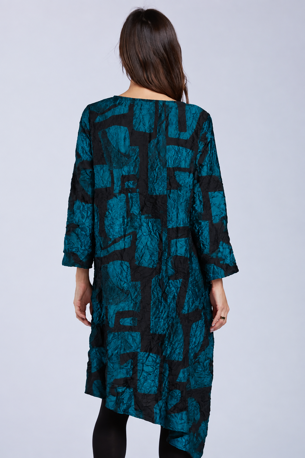 Sydney Project Ashley Long Sleeve Round Neck Asymmetric Abstract Long Top - CJT1024 - JADE