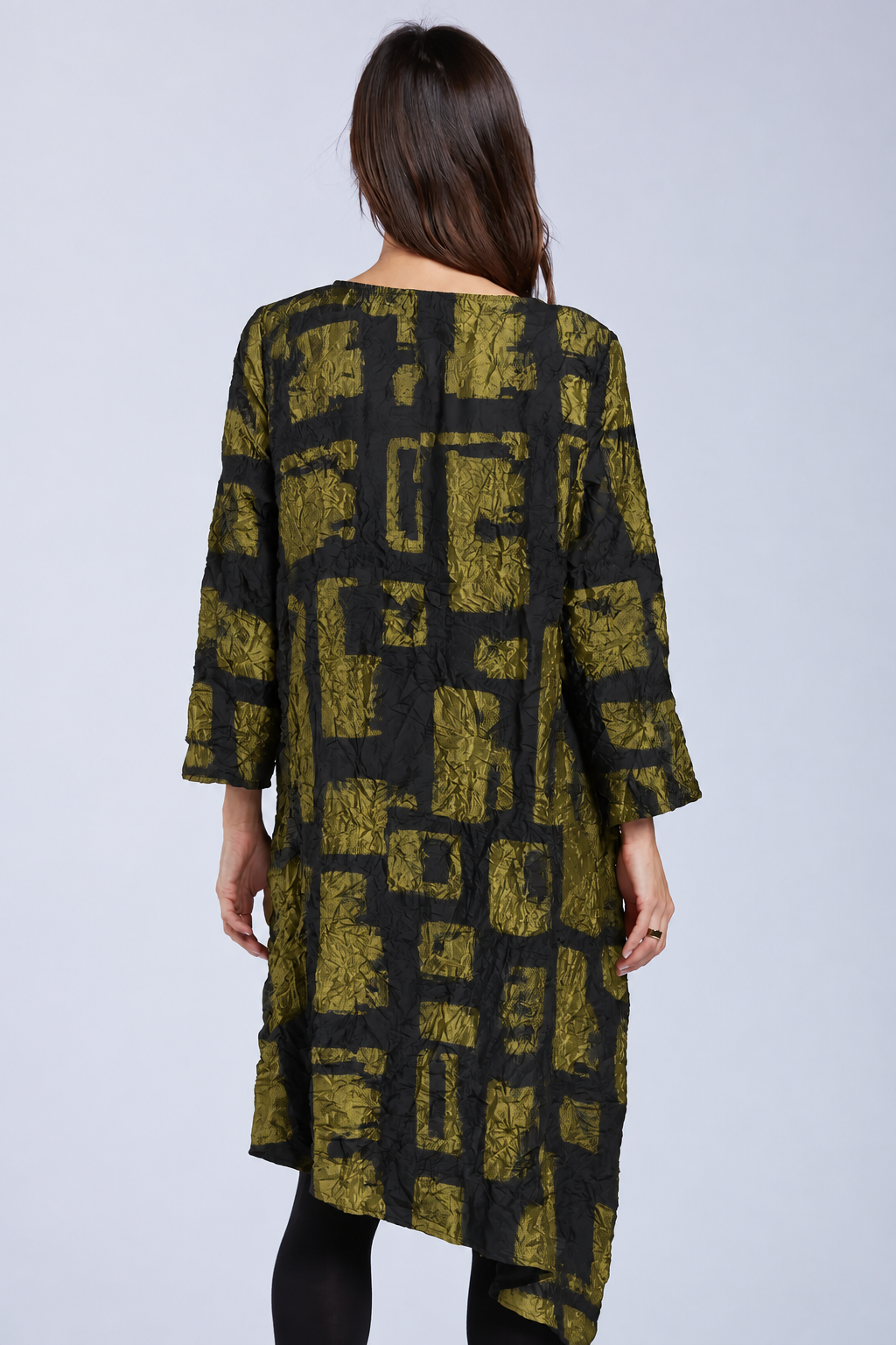 Sydney Project Ashley Long Sleeve Round Neck Asymmetric Abstract Long Top - CJT1024 - KIWI