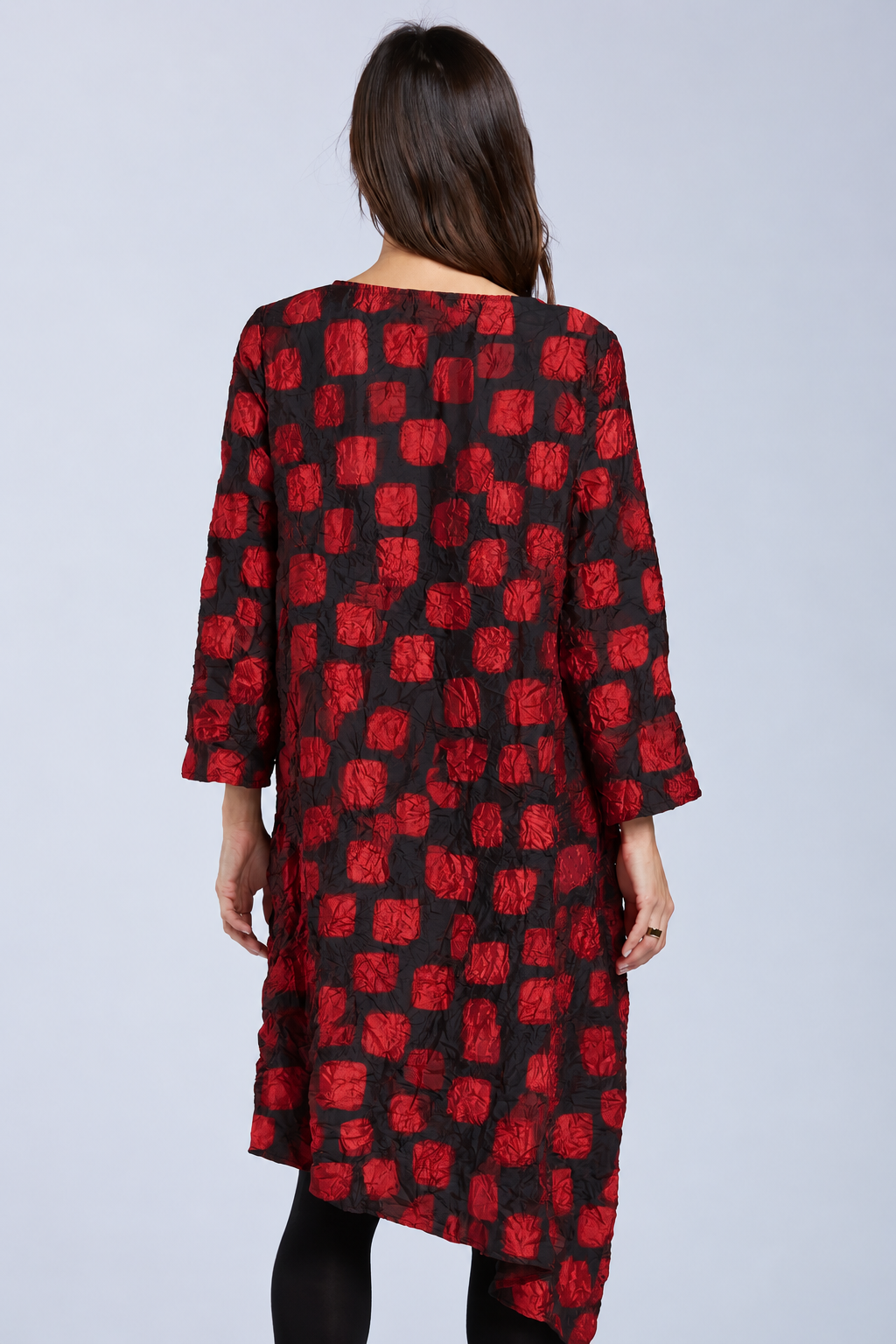 Sydney Project Ashley Long Sleeve Round Neck Asymmetric Abstract Long Top - CJT1024 - RED PEBBLES