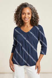 Habitat Stripe-Tacular Knit Elbow Sleeve Top - 10415 - NAVY