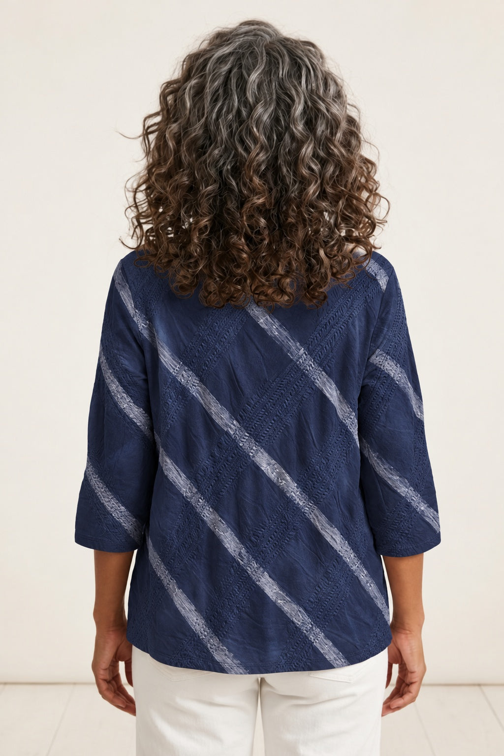 Habitat Stripe-Tacular Knit Elbow Sleeve Top - 10415 - NAVY