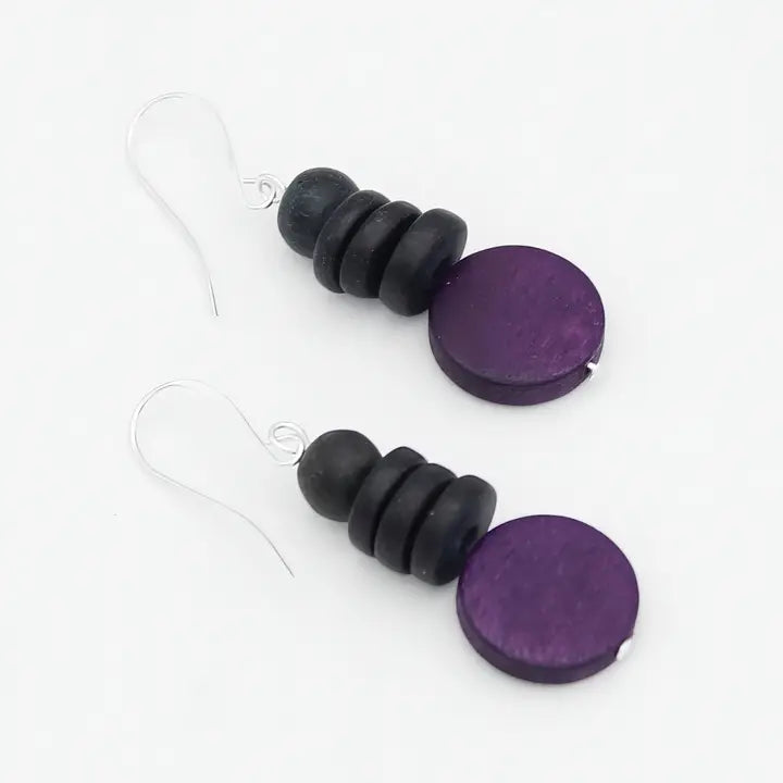SYLCA Purple and Black Dusk Earrings - SD25E27 - PURPLE
