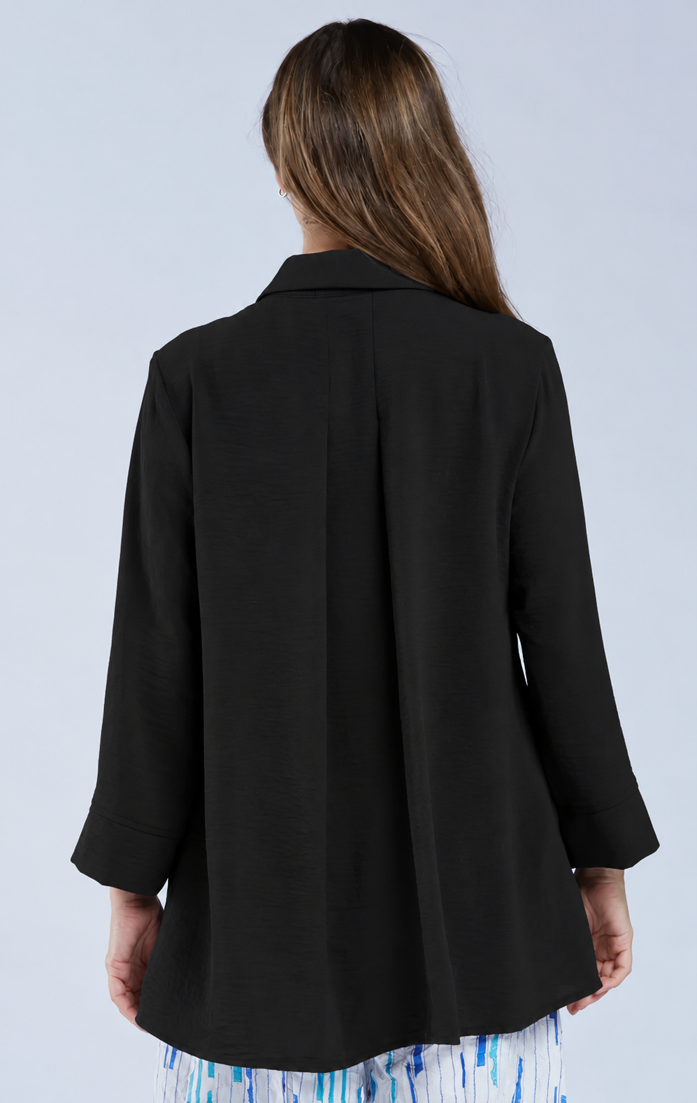 Sydney Project Shirley Oversized Button Down Collar Top - AFT1107 - BLACK