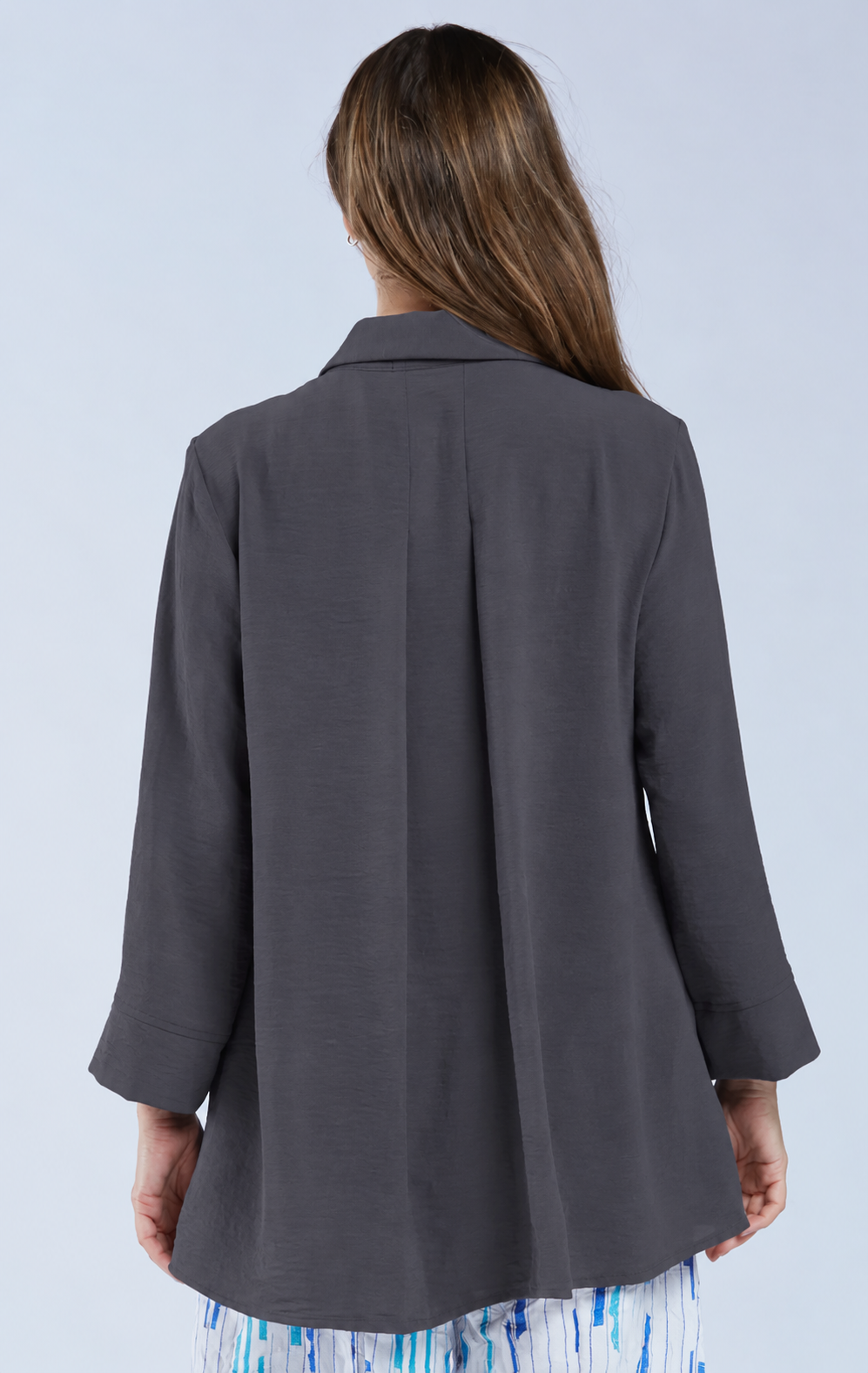 Sydney Project Shirley Oversized Button Down Collar Top - AFT1107 - CHARCOAL