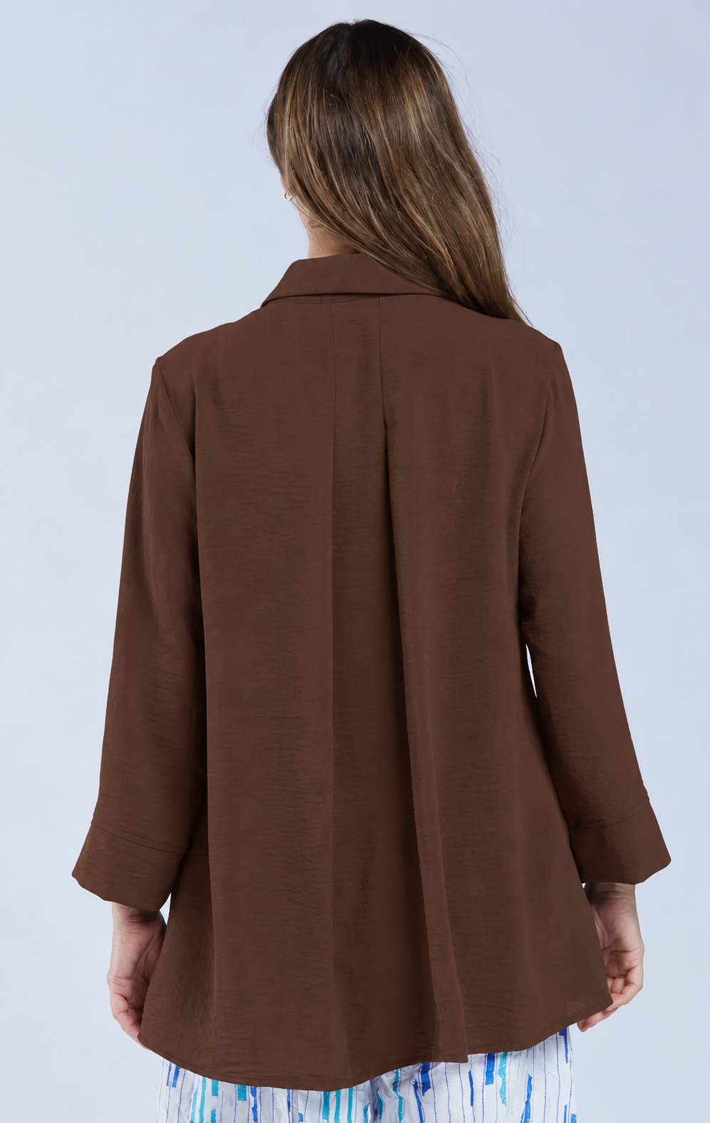 Sydney Project Shirley Oversized Button Down Collar Top - AFT1107 - CHOCOLATE