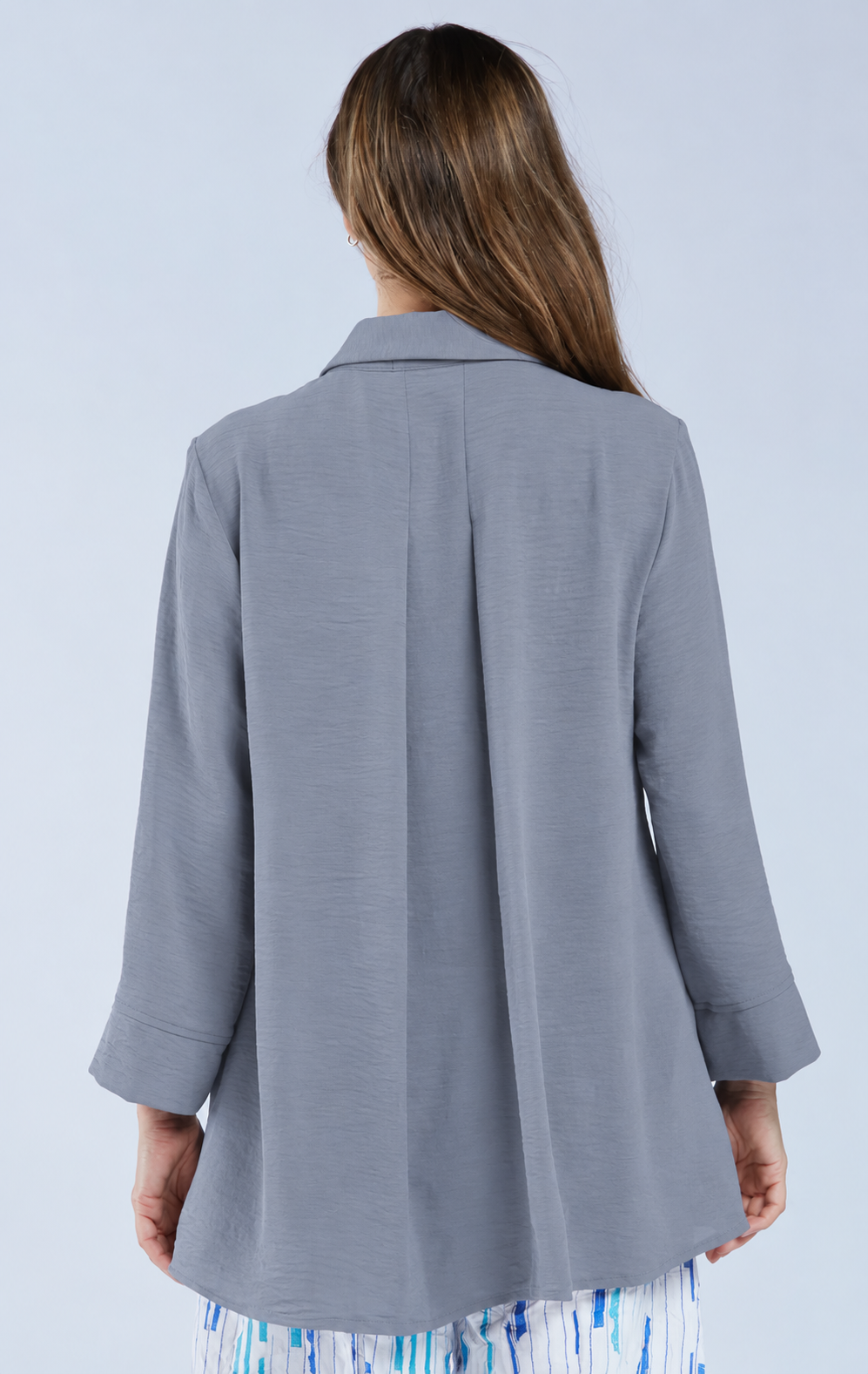 Sydney Project Shirley Oversized Button Down Collar Top - AFT1107 - GREY