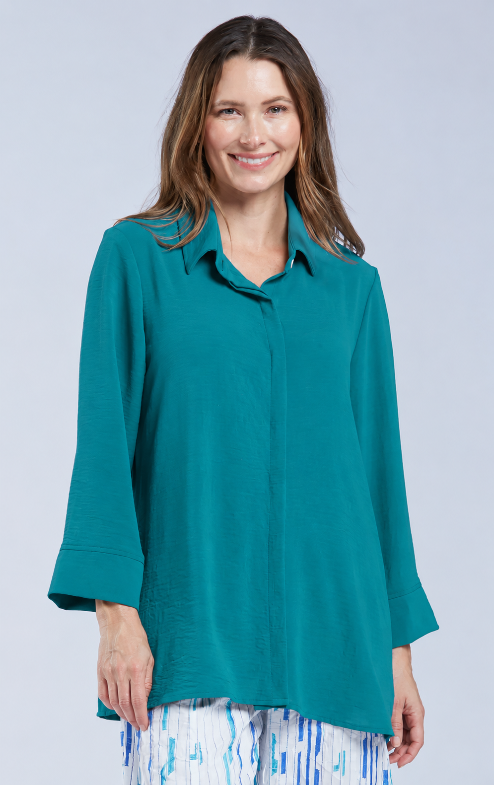 Sydney Project Shirley Oversized Button Down Collar Top - AFT1107 - JADE