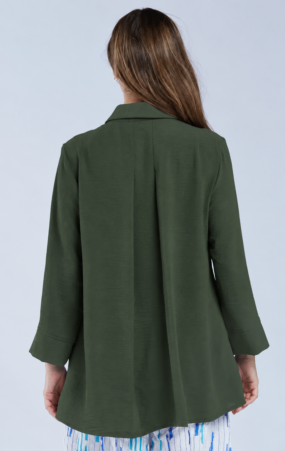 Sydney Project Shirley Oversized Button Down Collar Top - AFT1107 - OLIVE