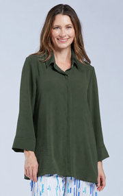 Sydney Project Shirley Oversized Button Down Collar Top - AFT1107 - OLIVE