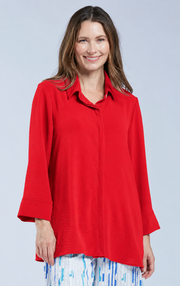 Sydney Project Shirley Oversized Button Down Collar Top - AFT1107 - RED