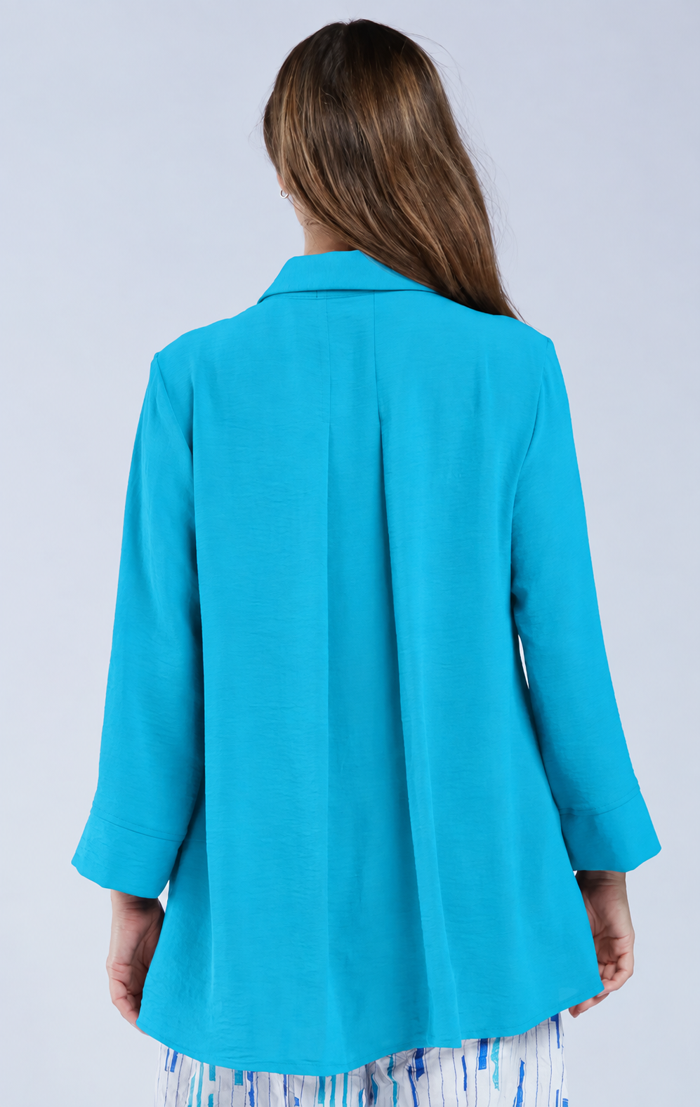 Sydney Project Shirley Oversized Button Down Collar Top - AFT1107 - TURQUOISE