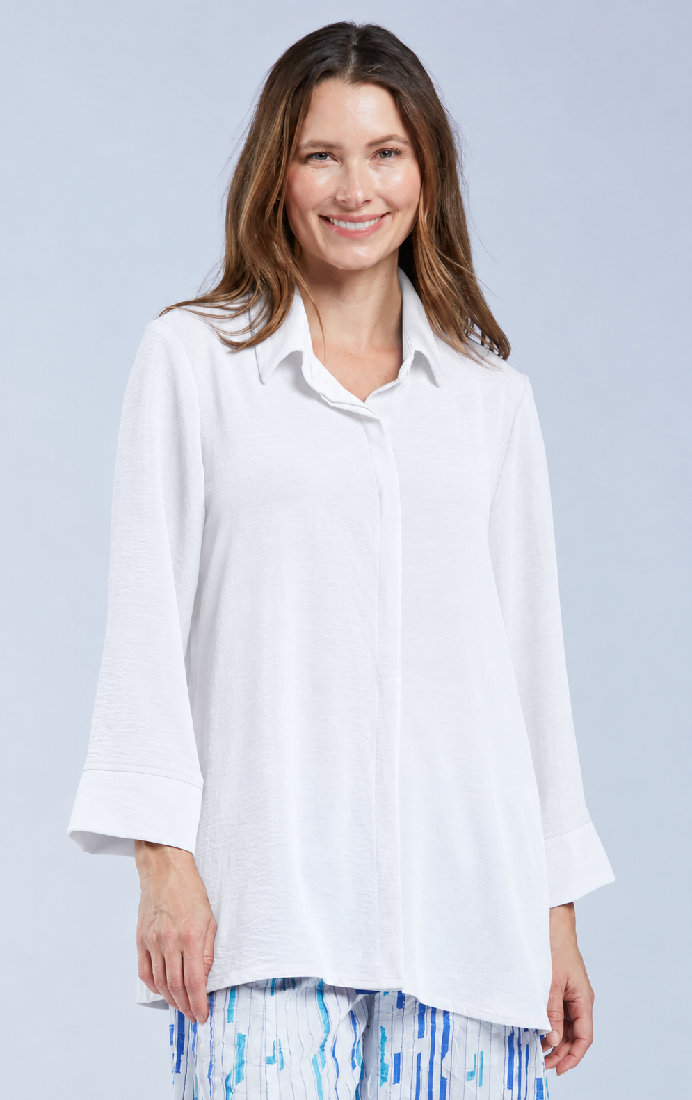 Sydney Project Shirley Oversized Button Down Collar Top - AFT1107 - WHITE