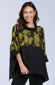 Sydney Project Toni Oversized Crinkle Cowl Neck Abstract Colorblock Top - CJT1133 - KIWI