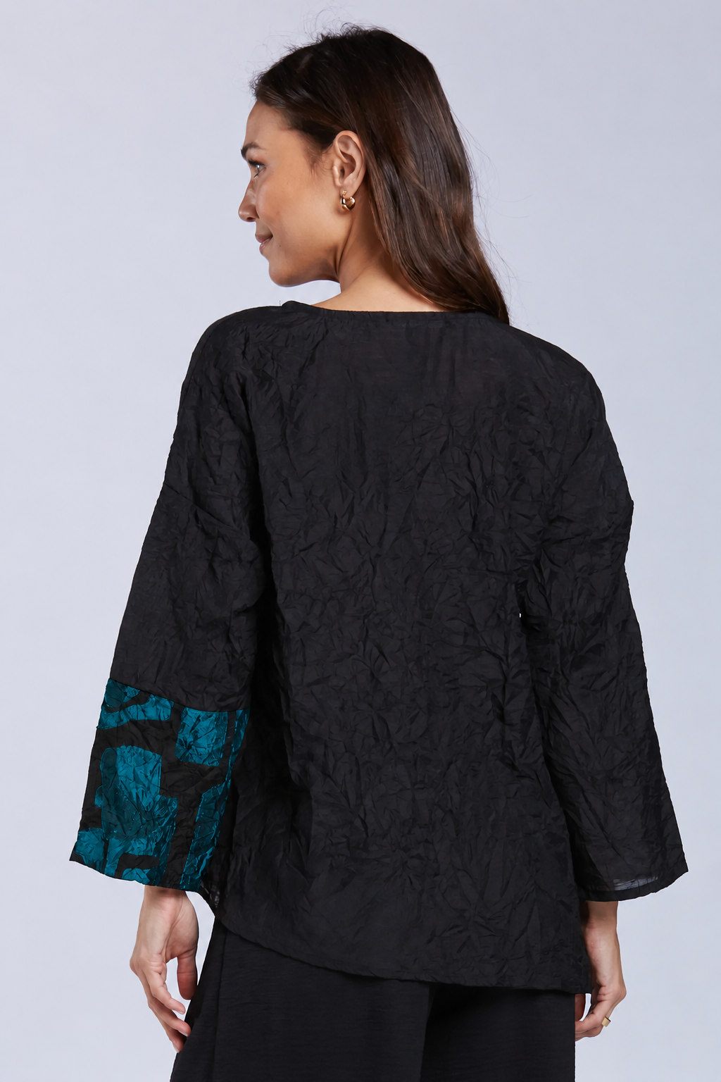 Sydney Project Alice Abstract Round Neck Color Block Long Sleeve Top - CJT1168 - JADE