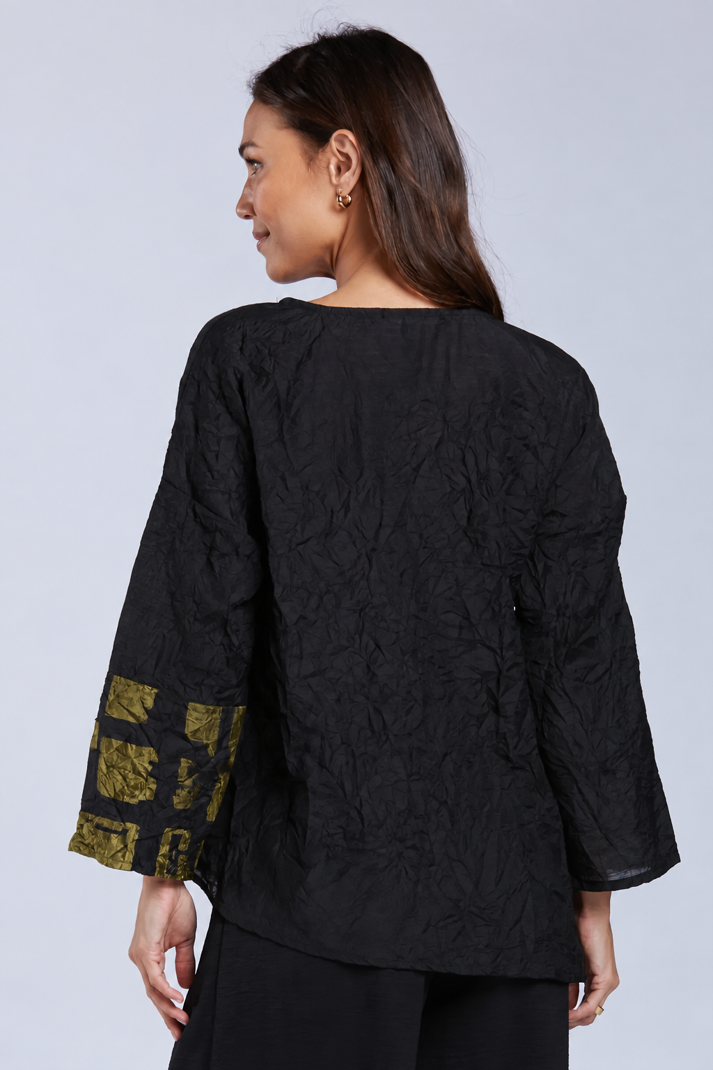 Sydney Project Alice Abstract Round Neck Color Block Long Sleeve Top - CJT1168 - KIWI