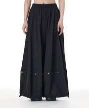 Vanite Couture Wide Leg Snap Detail Solid Pant - 12052 - BLACK
