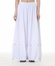 Vanite Couture Wide Leg Snap Detail Solid Pant - 12052 - WHITE