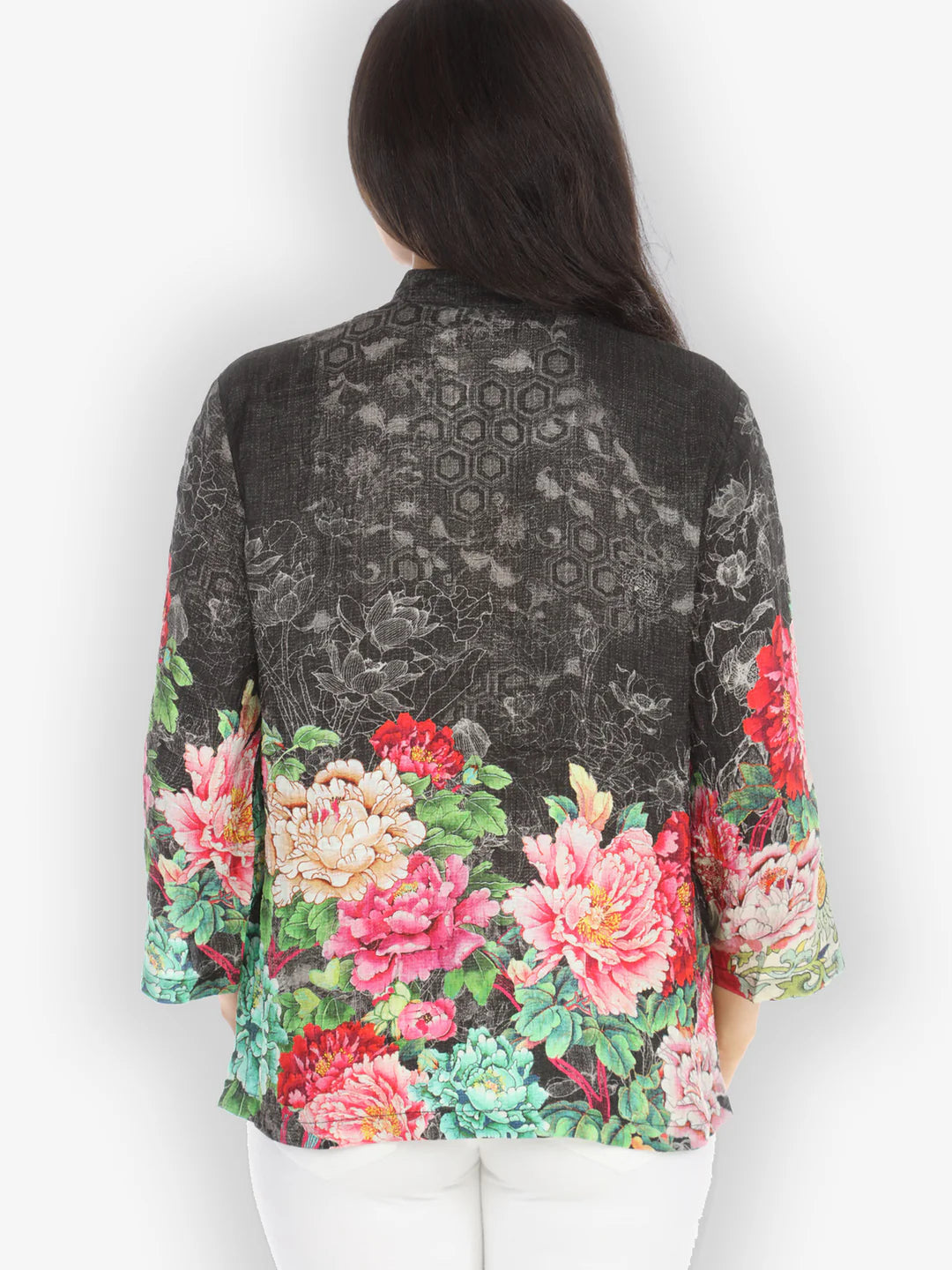 Citron "Attractive Flower Border" Silk Blouse - 1213AFB - S ONLY
