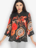 Citron "Blossoms and Fans" Silk Blouse - 1213BAF