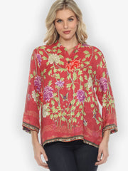 Citron "Border Floral Butterflies" Silk Blouse - 1213BFB