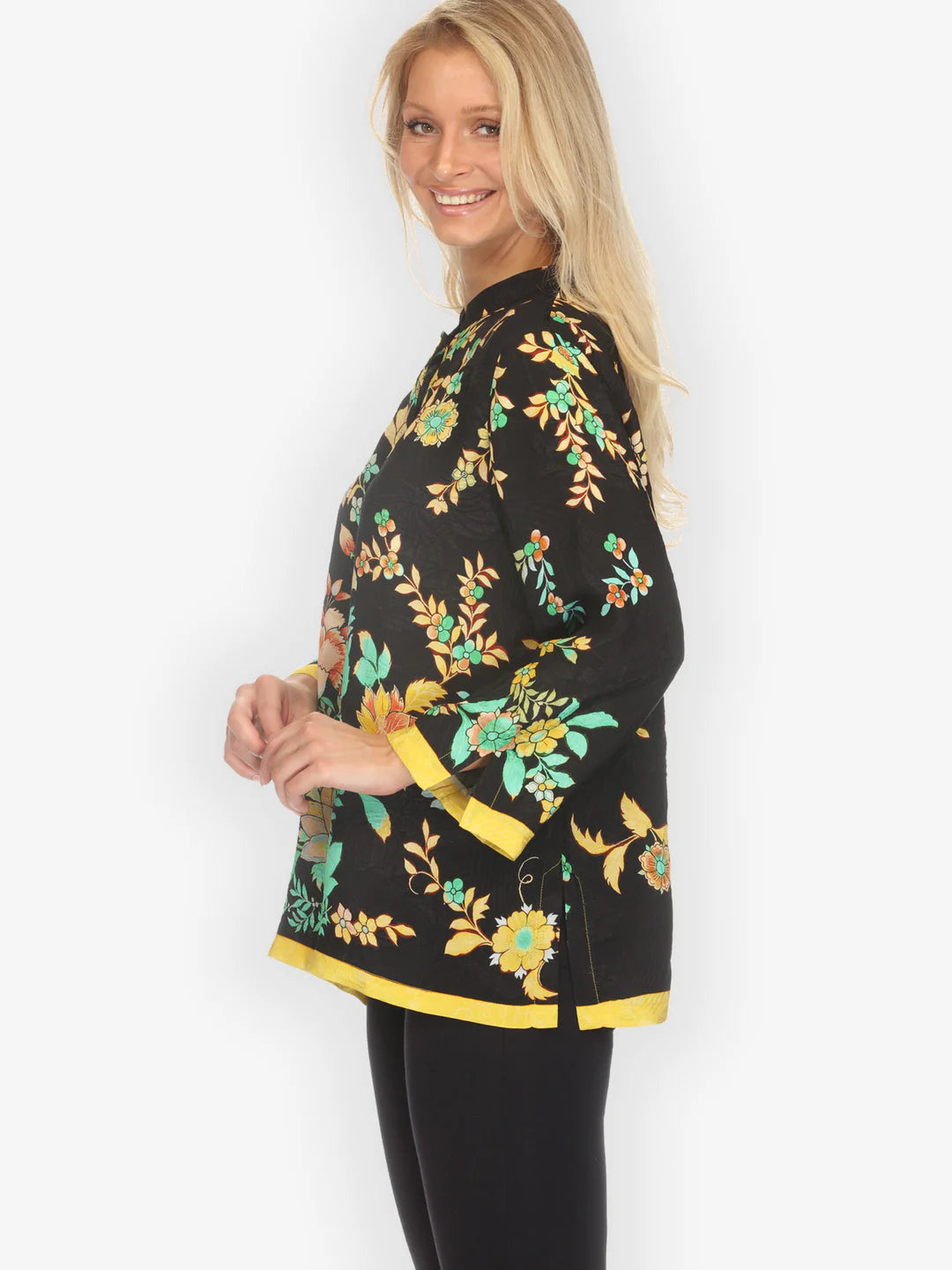Citron "Botanical in Garden Tropical Colorway" Silk Blouse - 1213BIG-TP