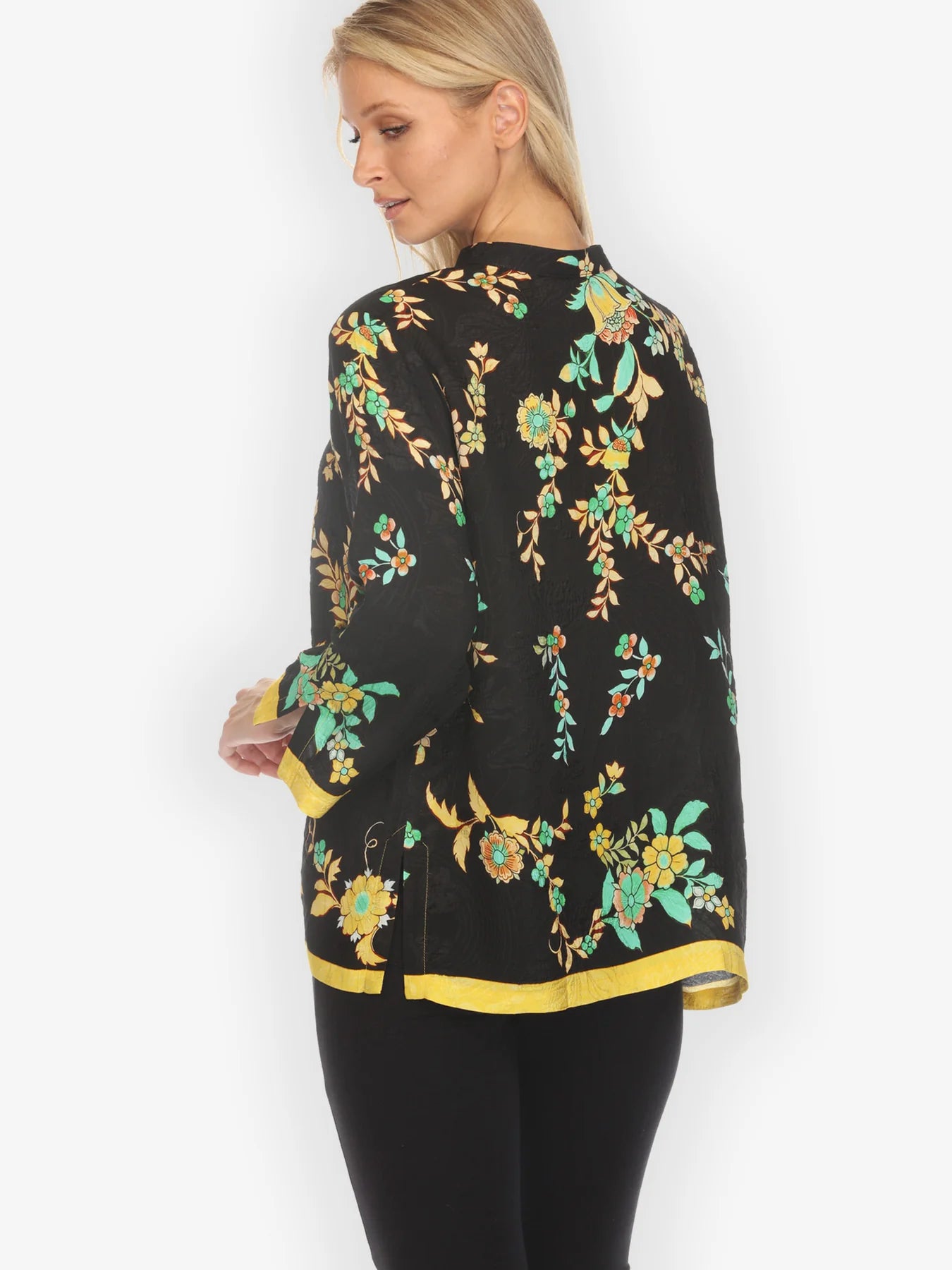 Citron "Botanical in Garden Tropical Colorway" Silk Blouse - 1213BIG-TP