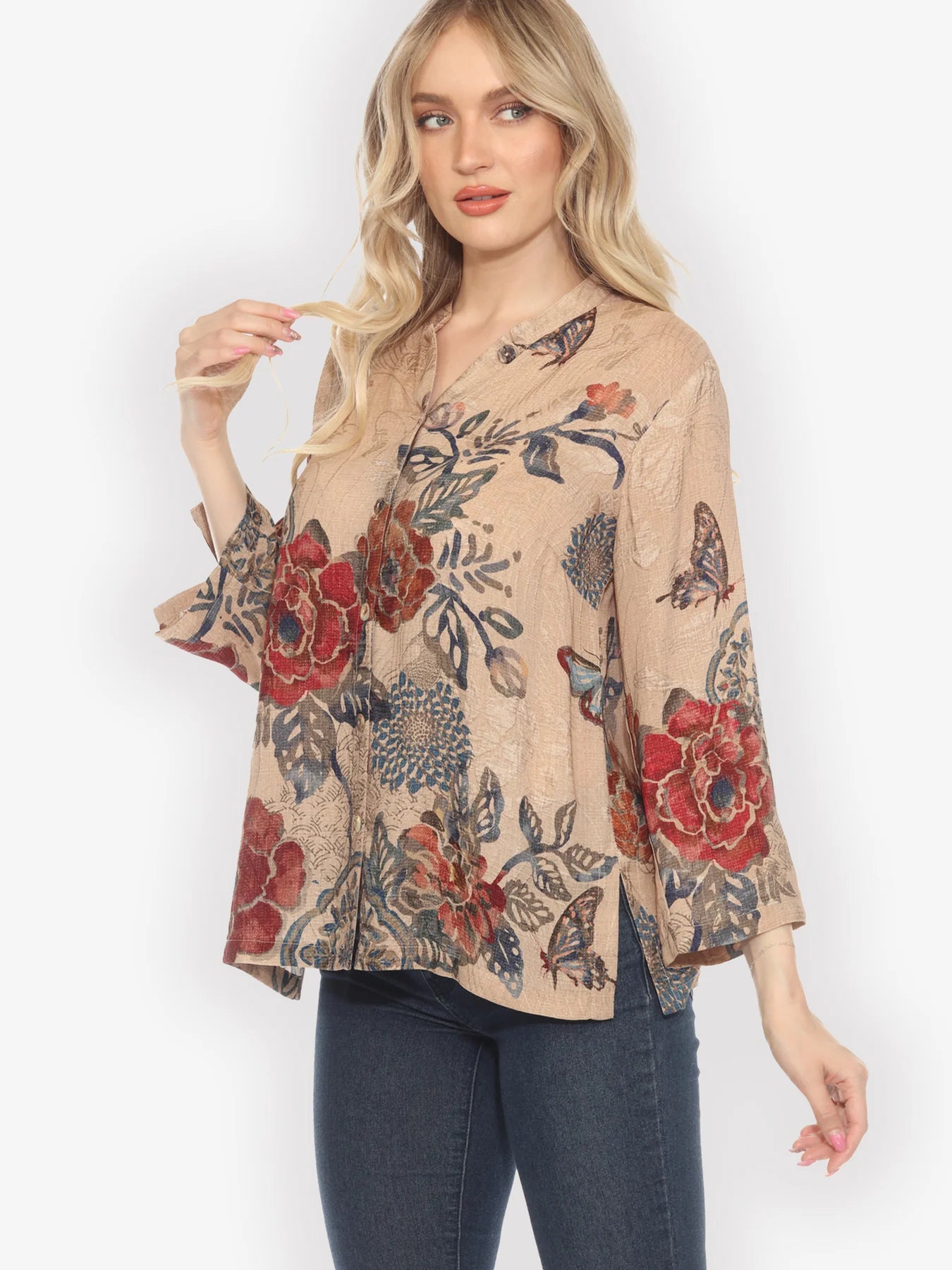 Citron "Bohemian Oriental" Silk Blouse - 1213BO
