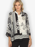Citron "Black White Blossom" Silk Blouse - 1213BWB