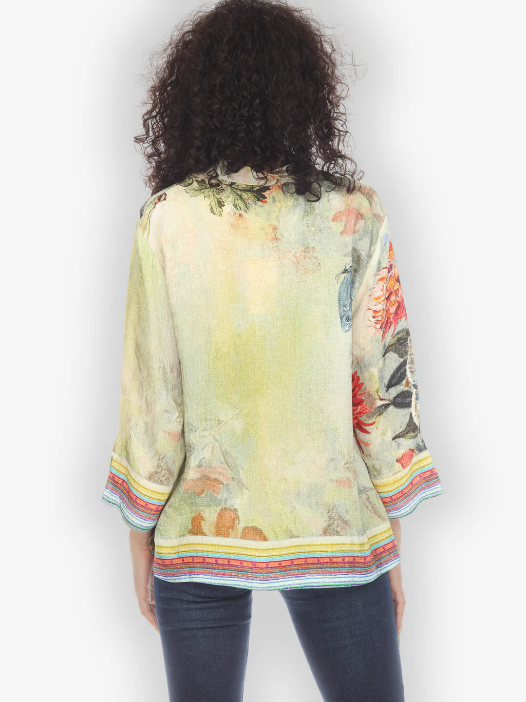 Citron "Chrysanthemum and Butterfly" Silk Blouse - 1213CAB