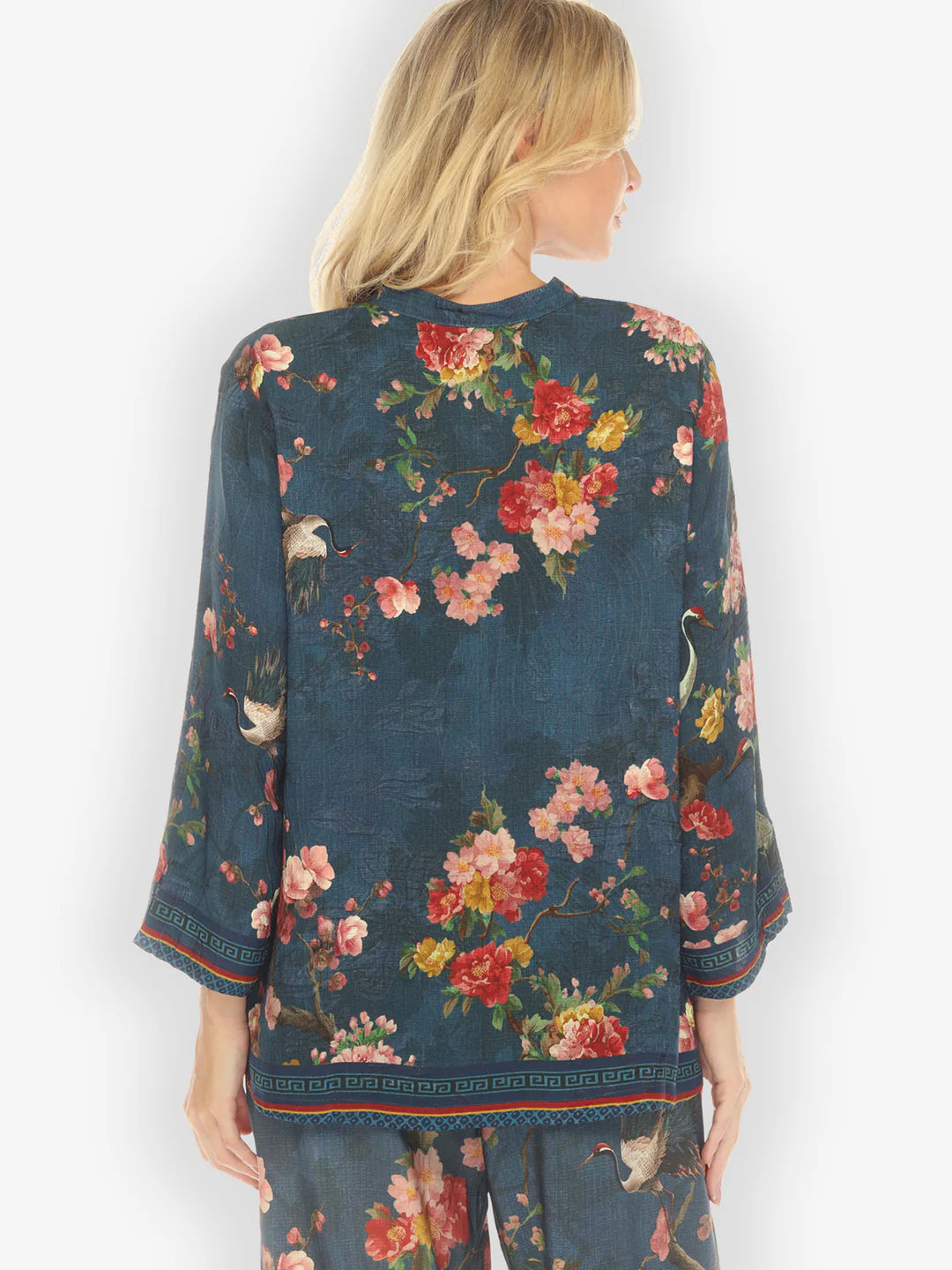 Citron "Crane and Cherry Bloom" Silk Blouse - 1213CACB