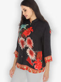 Citron "Chrysanthemum Border" Silk Blouse - 1213CB