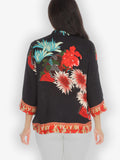 Citron "Chrysanthemum Border" Silk Blouse - 1213CB