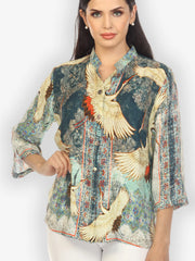 Citron "Crane Vintage" Silk Blouse - 1213CV
