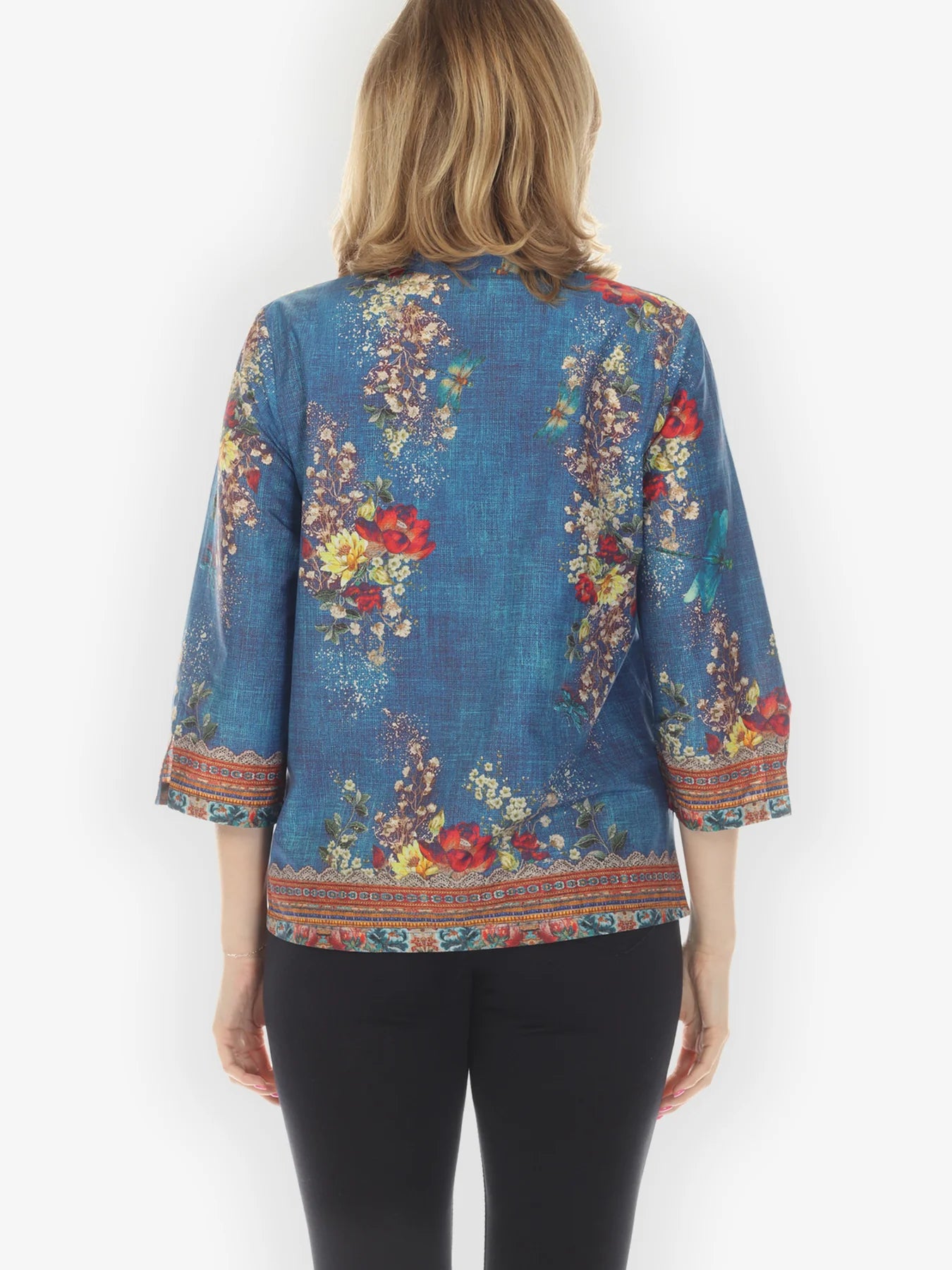 Citron "Dragonfly and Waterlilies Blouse in Blue" Blouse - 1213DAWB