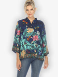 Citron "Dragonfly Lotus Turquoise" Silk Blouse - 1213DLT