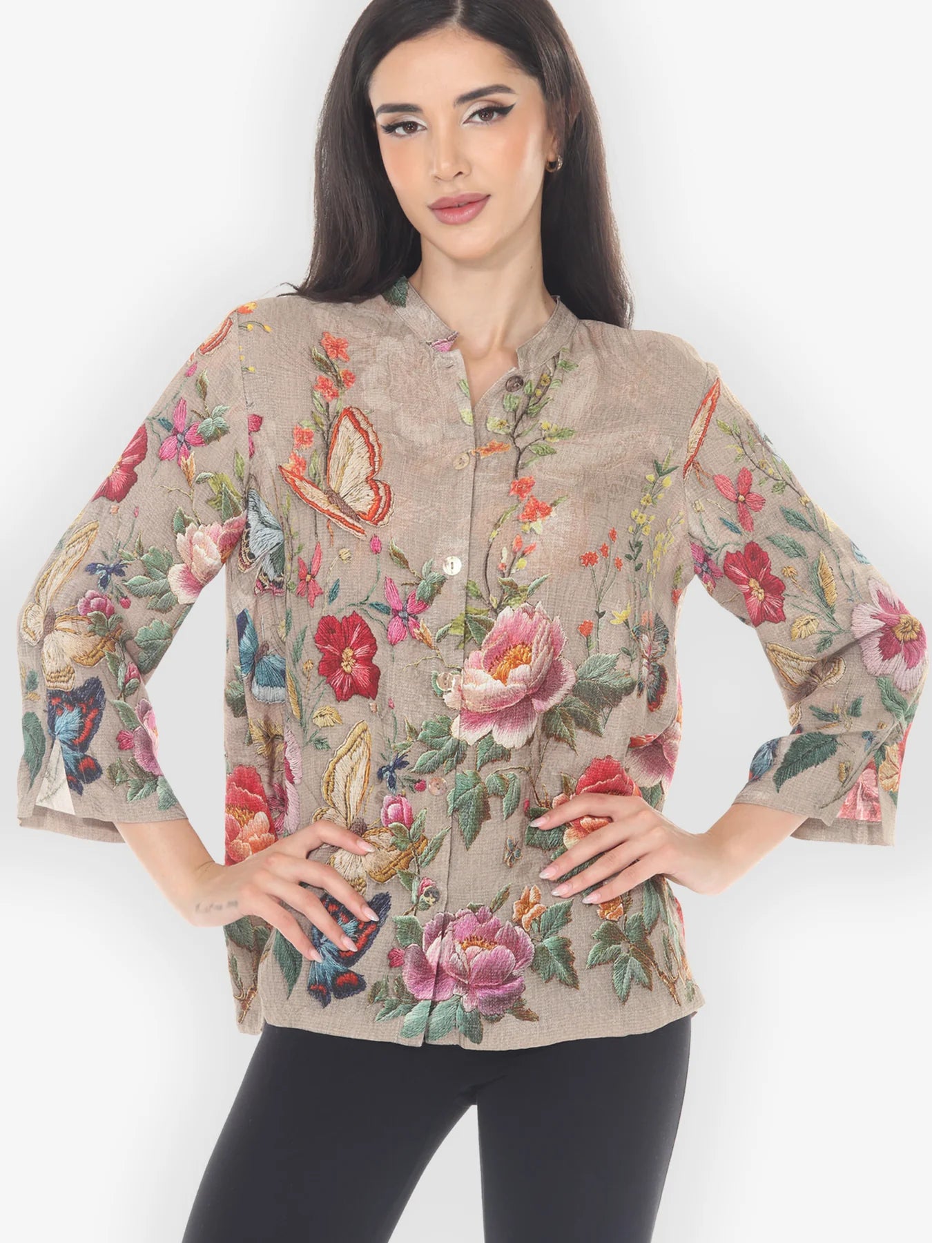 Citron "Embroidery Butterfly and Flower" Citron Style Blouse - 1213EBAF