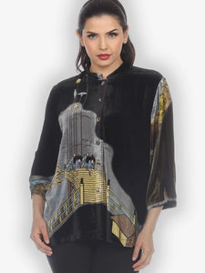 Citron "Edo Life of Japan" Silk Velvet Blouse - 1213ELJ