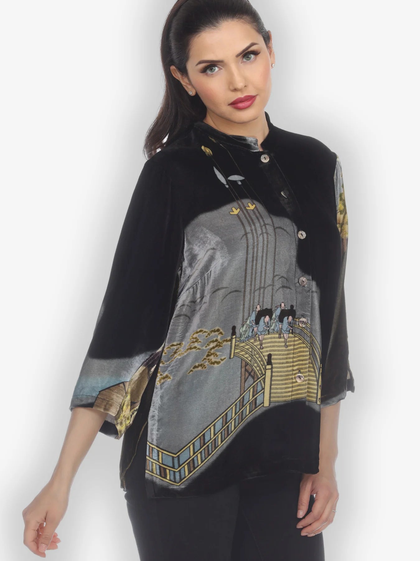 Citron "Edo Life of Japan" Silk Velvet Blouse - 1213ELJ