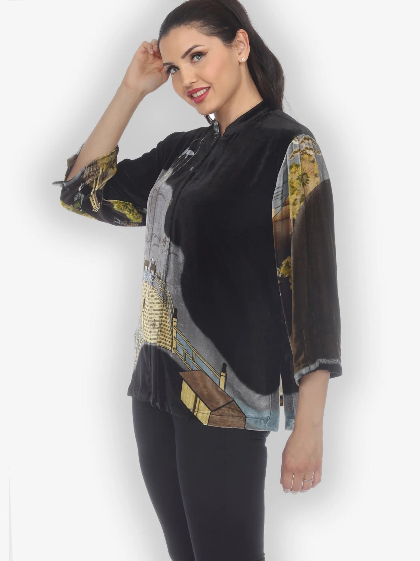 Citron "Edo Life of Japan" Silk Velvet Blouse - 1213ELJ