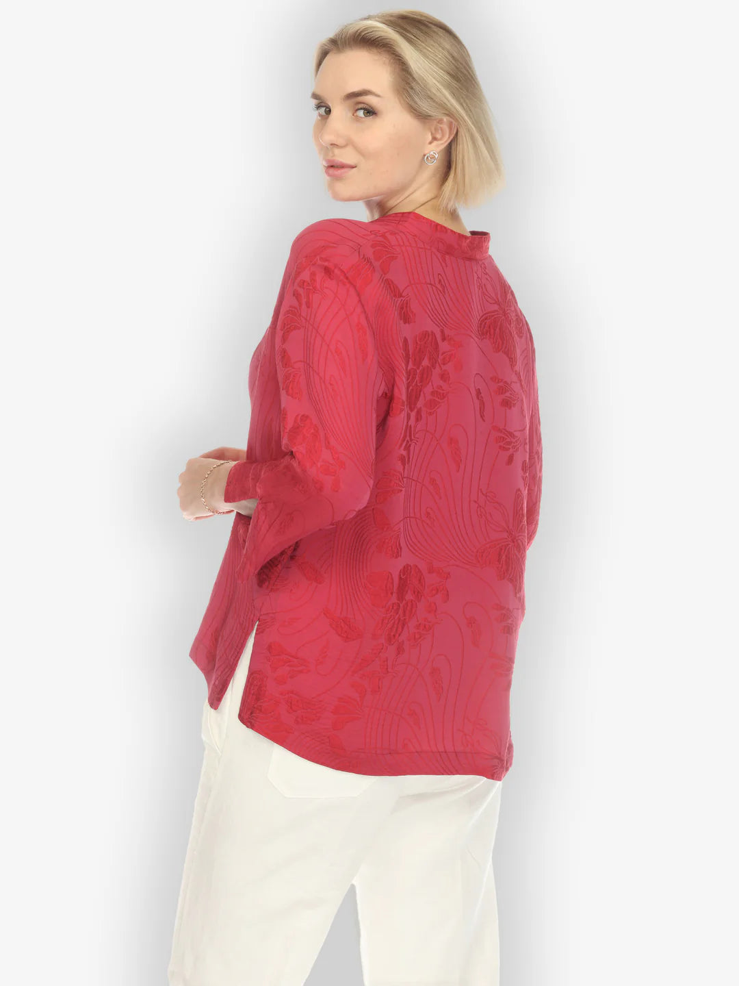 Citron "Solid Pinkish-Red Silk Blouse" Silk Blouse - 1213SSBG