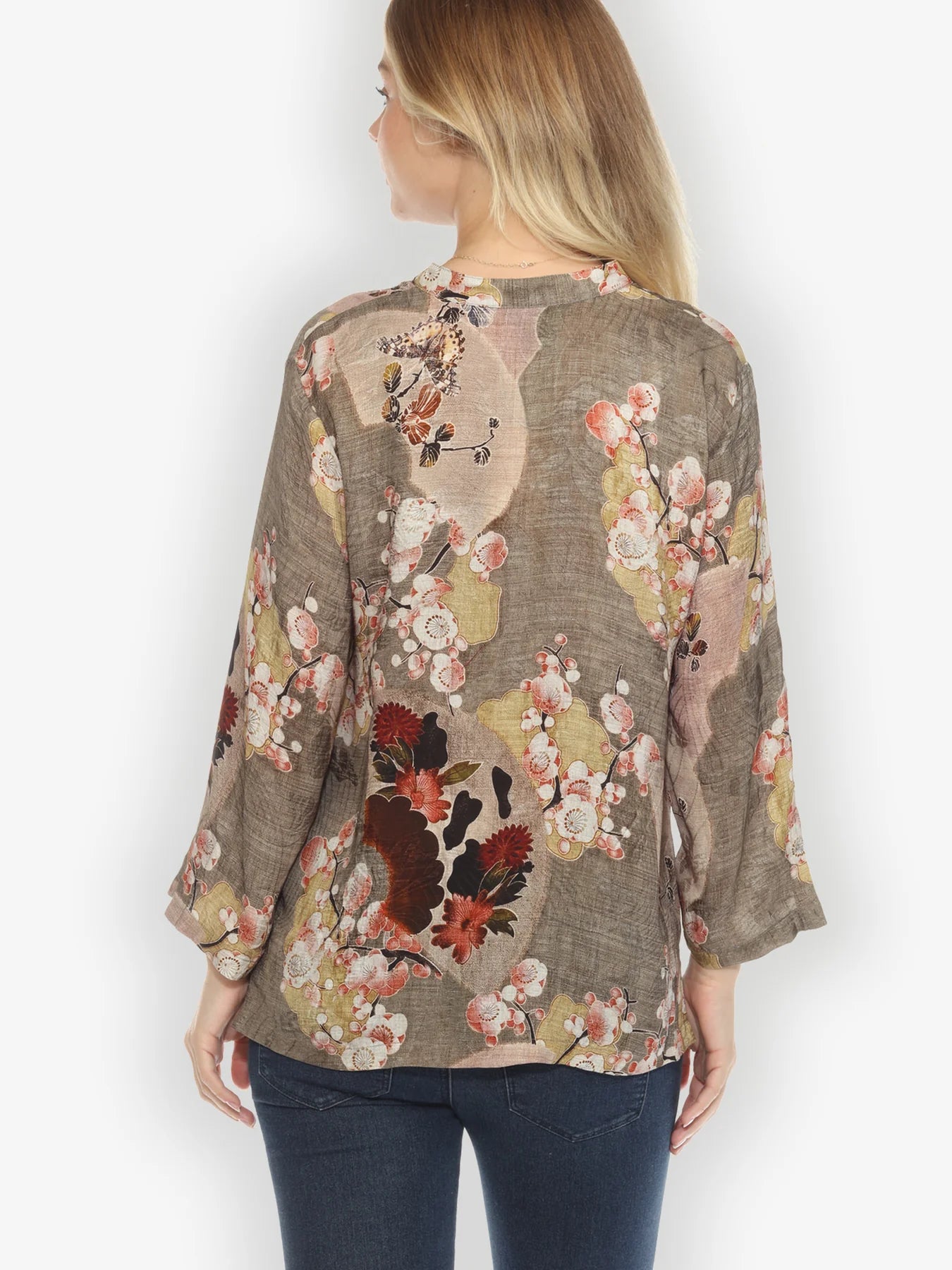 Citron "Fans Cherry Blossom" Silk Blouse - 1213FCB