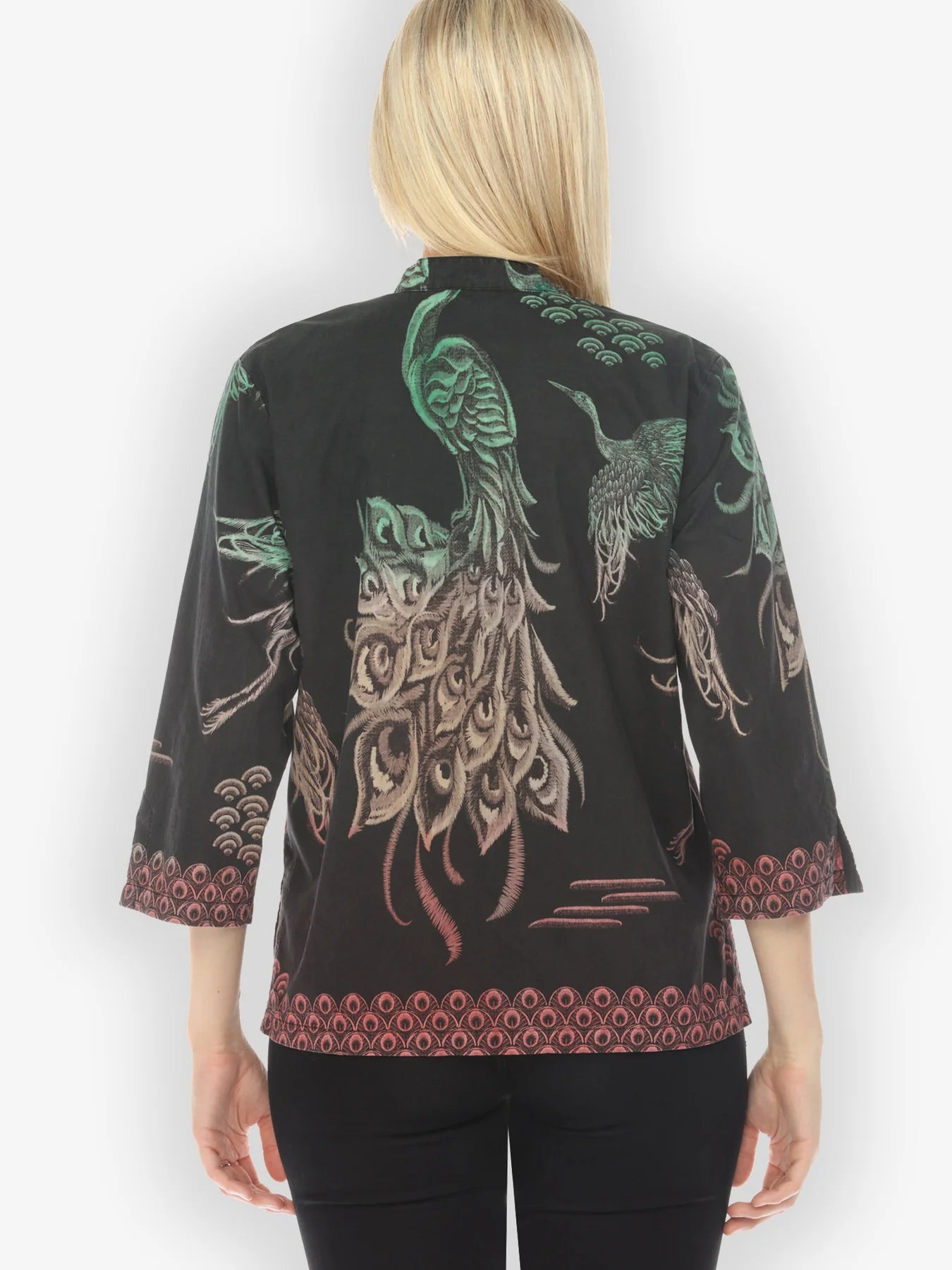 Citron "Flow Crane Silk Cotton Hand Dyed" Silk Blouse - 1213FCSC-HD